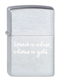 Zippo Speech is Silver, Silence is Gold inclusief graveren